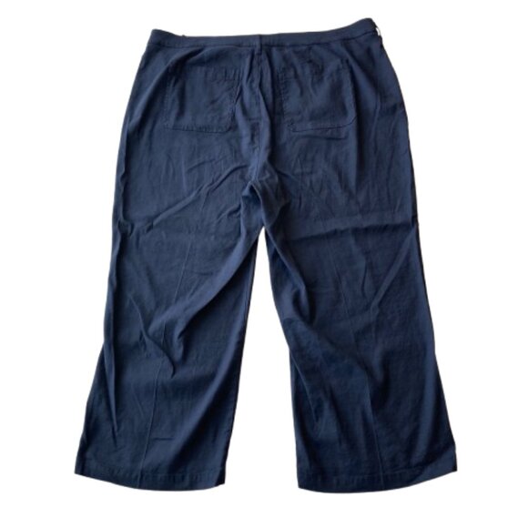 NYDJ Wide Leg Cargo Capri Pants Linen Blend Plus 18W Oxford Navy NWT - Picture 10 of 11